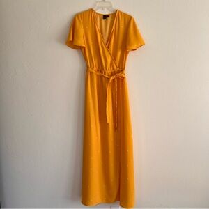 Volcom Stone Row Golden Yellow Wrap Maxi Dress with Stars - Size S